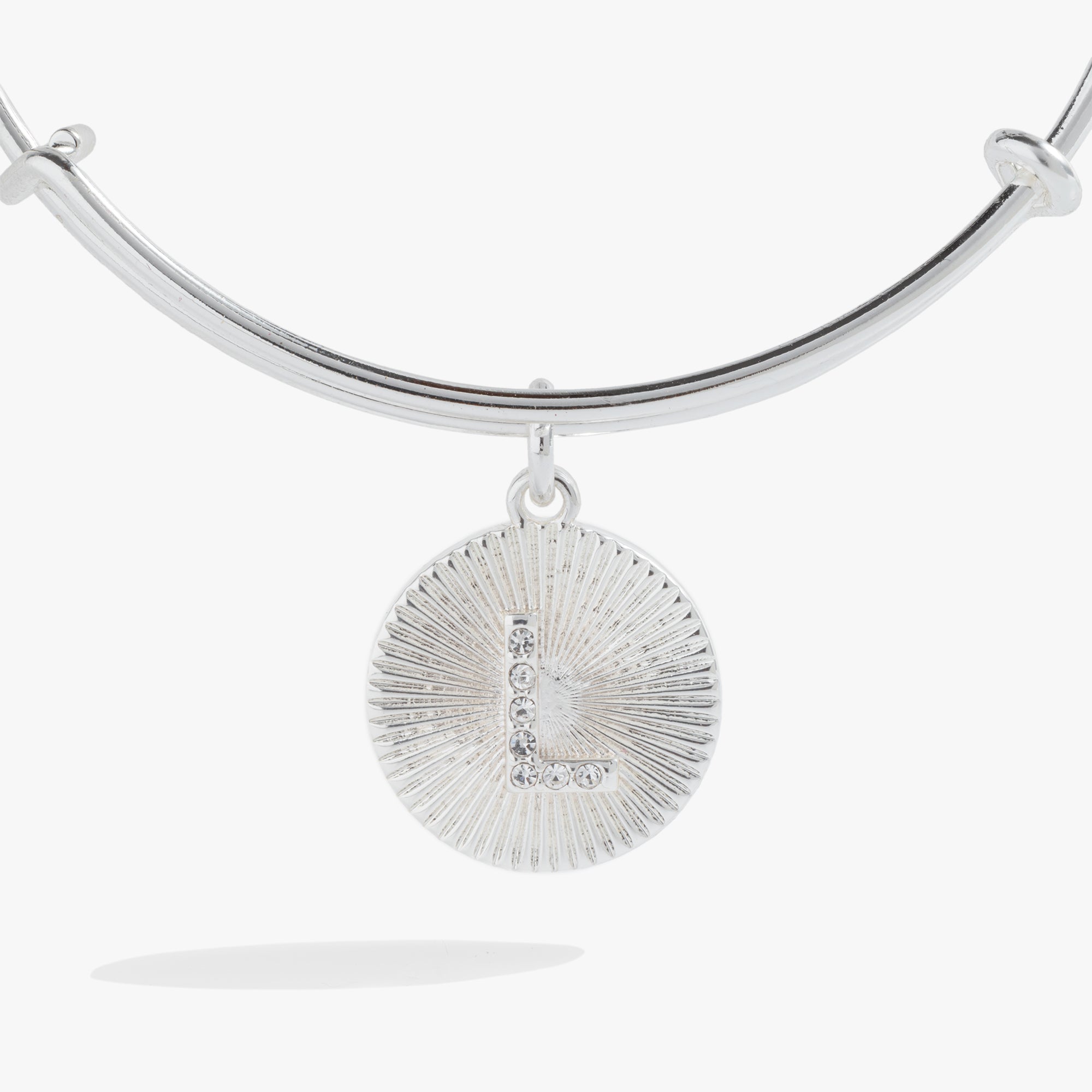 Initial L Pave Starburst Texture Bangle, Bracelets, $ 28.00, A Moment Of Now™