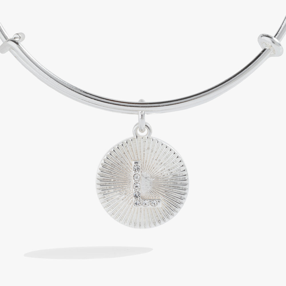 Initial L Pave Starburst Texture Bangle, Bracelets, $ 28.00, A Moment Of Now™