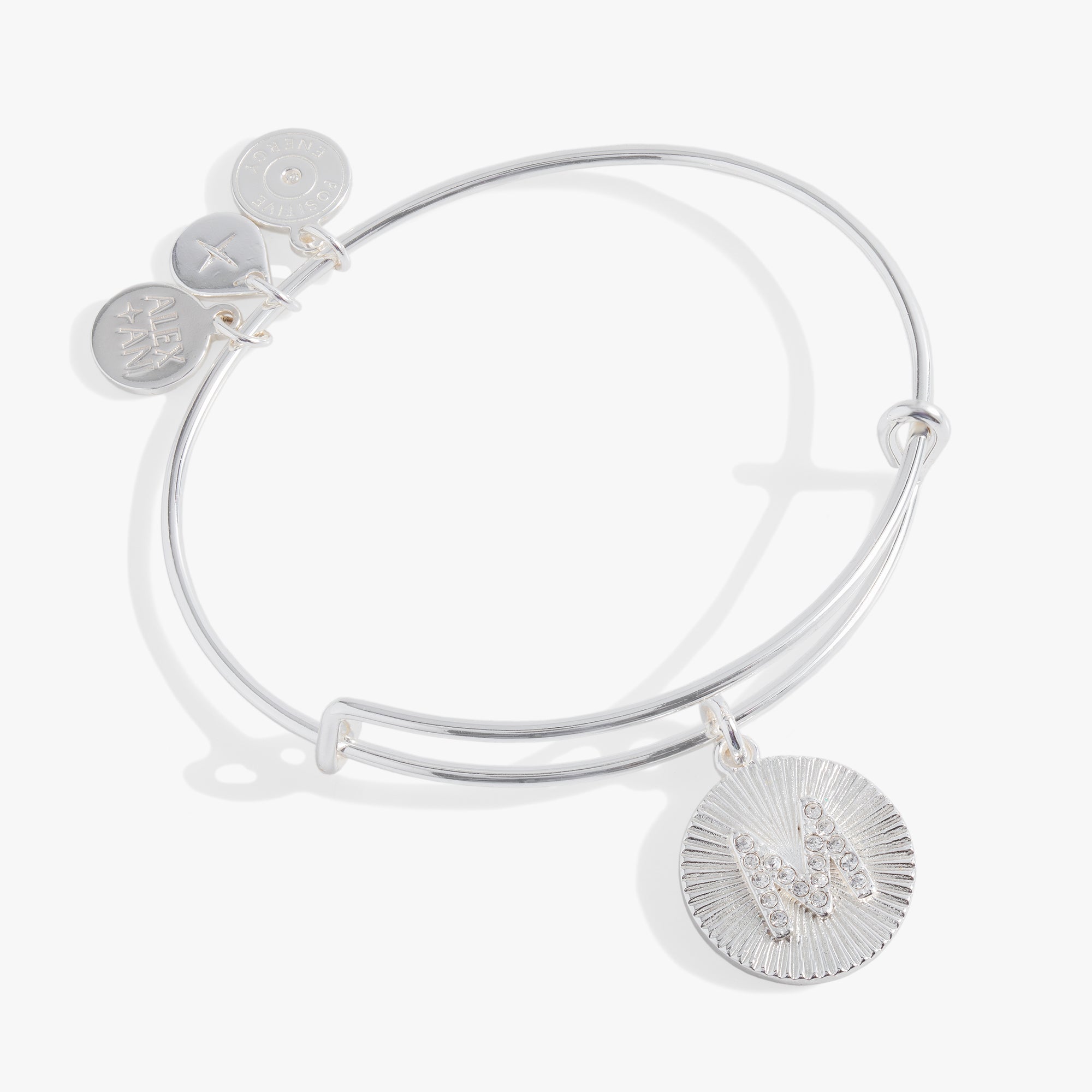 Initial M Pave Starburst Texture Bangle, Bracelets, $ 28.00, A Moment Of Now™