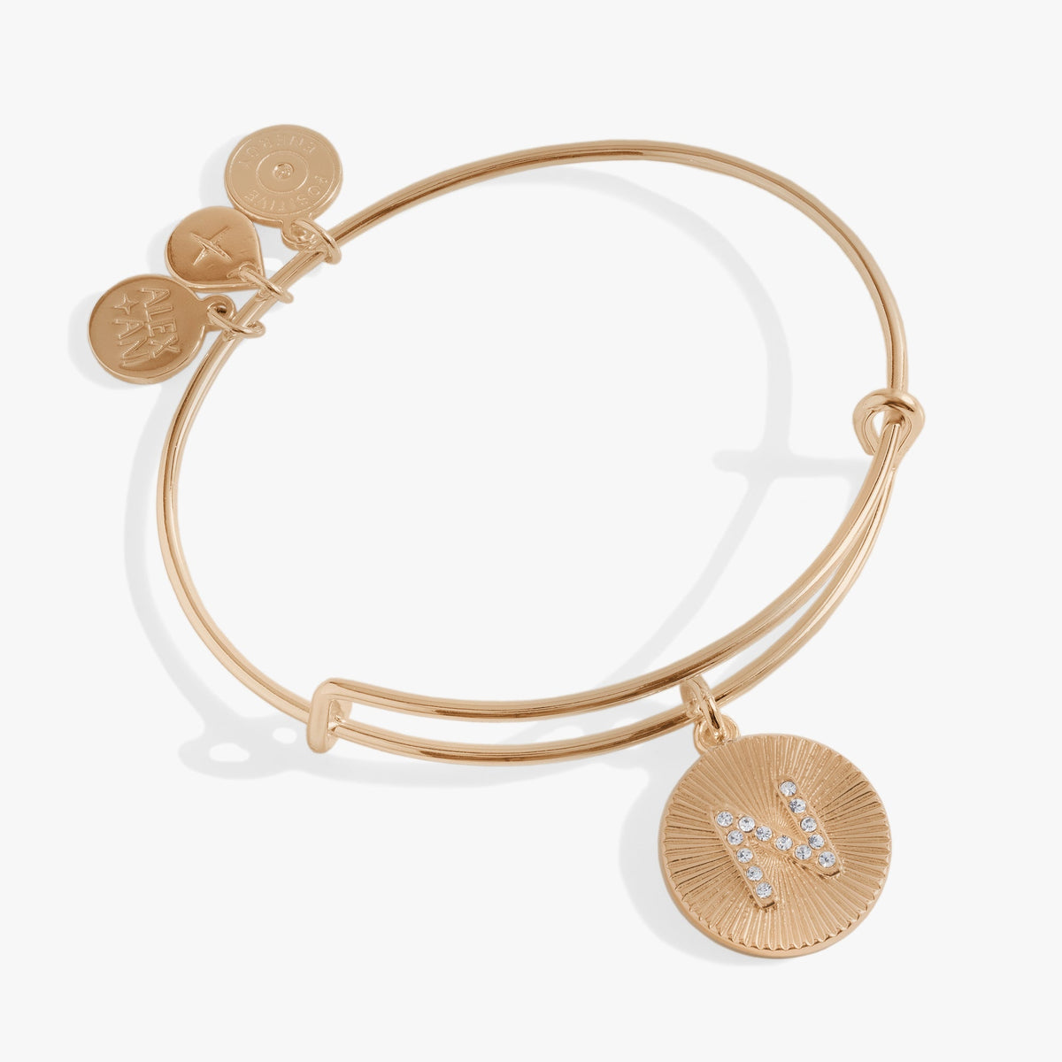 Initial N Pave Starburst Texture Bangle, Bracelets, $ 28.00, A Moment Of Now™