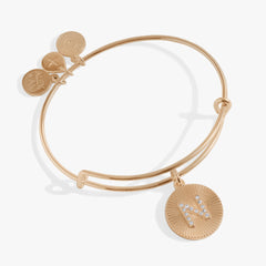 Initial N Pave Starburst Texture Bangle, Bracelets, $ 28.00, A Moment Of Now™