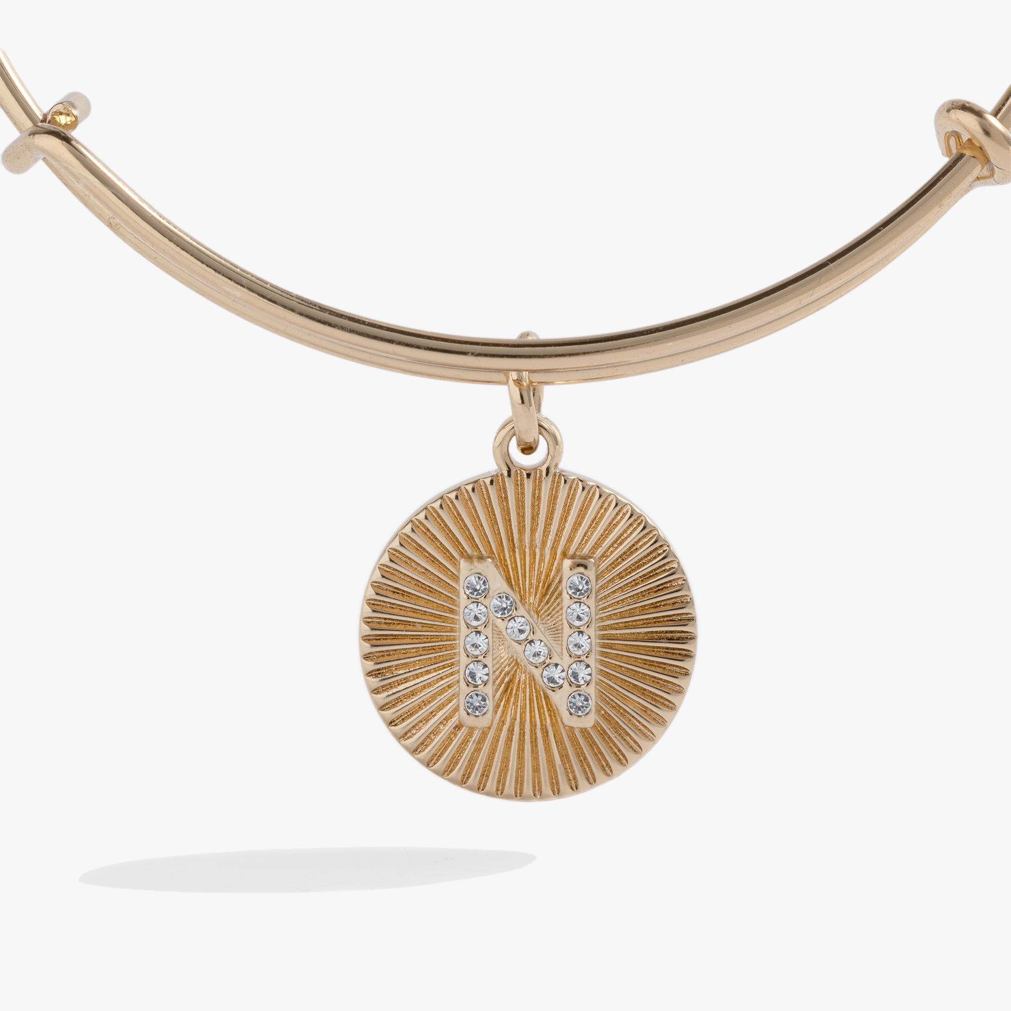 Initial N Pave Starburst Texture Bangle, Bracelets, $ 28.00, A Moment Of Now™