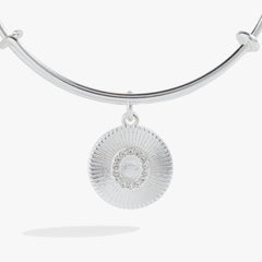Initial O Pave Starburst Texture Bangle, Bracelets, $ 28.00, A Moment Of Now™