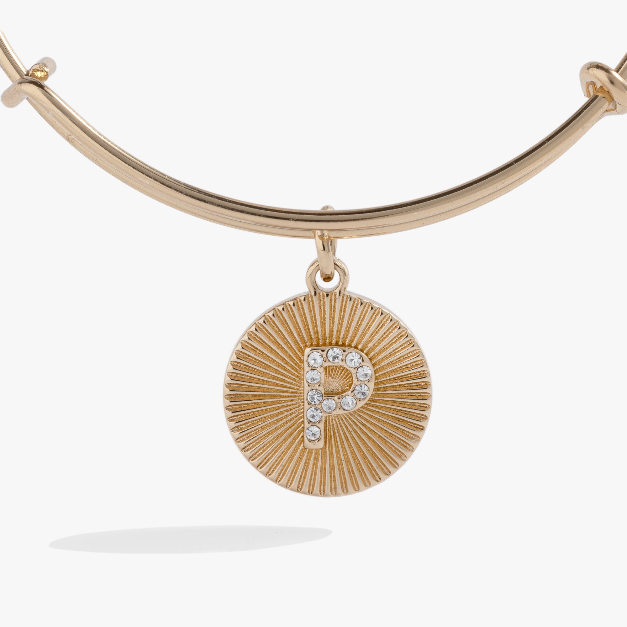 Initial P Pave Starburst Texture Bangle, Bracelets, $ 28.00, A Moment Of Now™