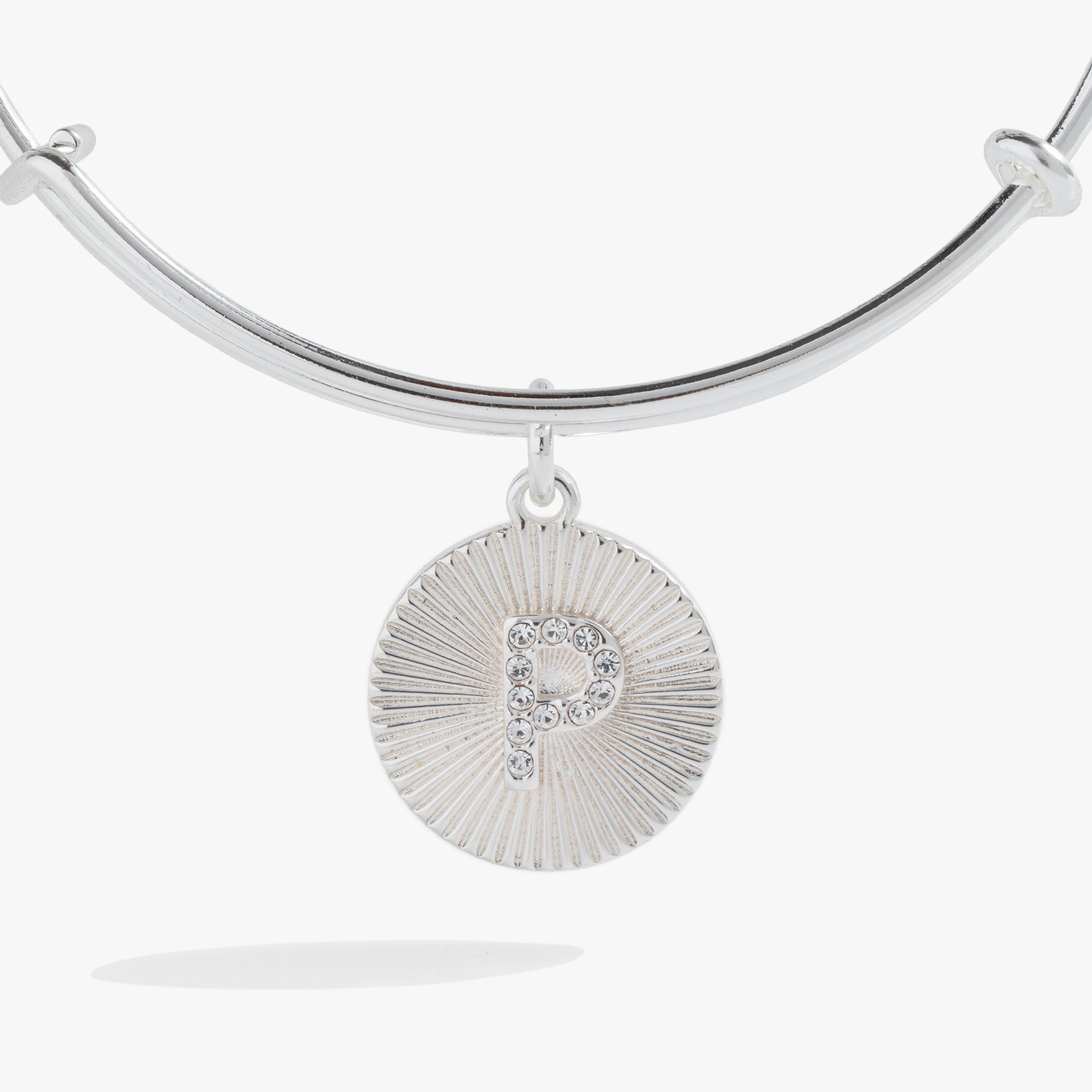 Initial P Pave Starburst Texture Bangle, Bracelets, $ 28.00, A Moment Of Now™