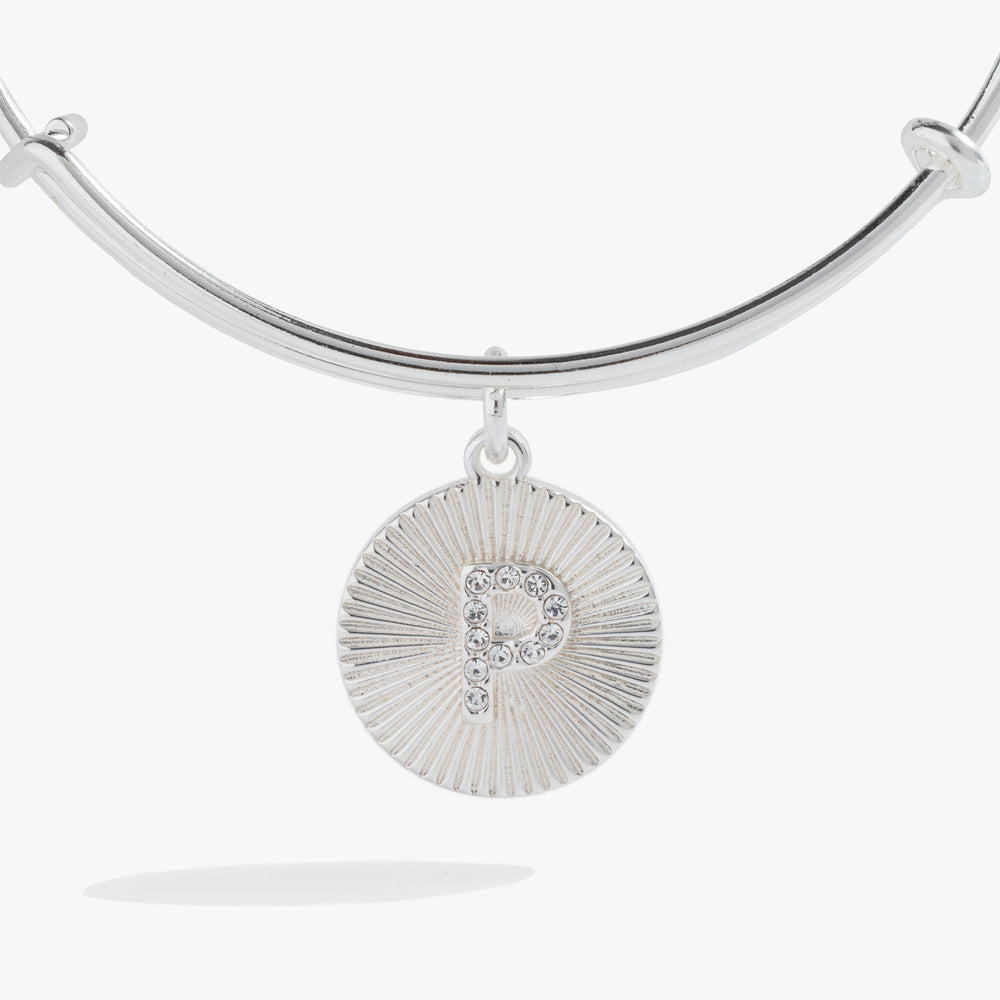 Initial P Pave Starburst Texture Bangle, Bracelets, $ 28.00, A Moment Of Now™