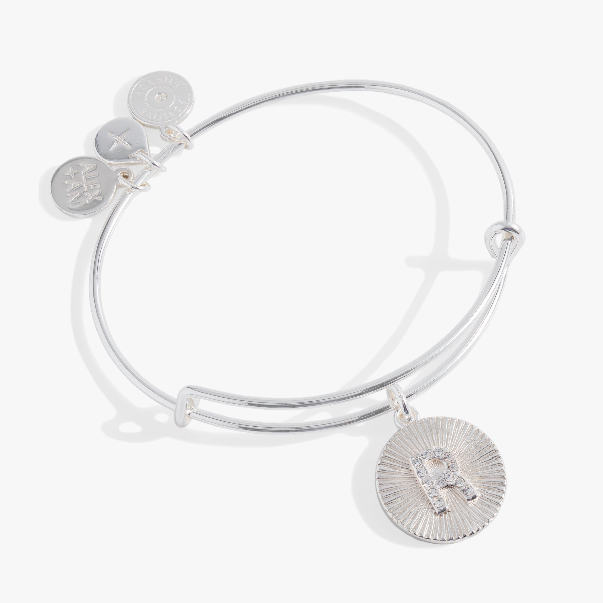 Initial R Pave Starburst Texture Bangle, Bracelets, $ 28.00, A Moment Of Now™