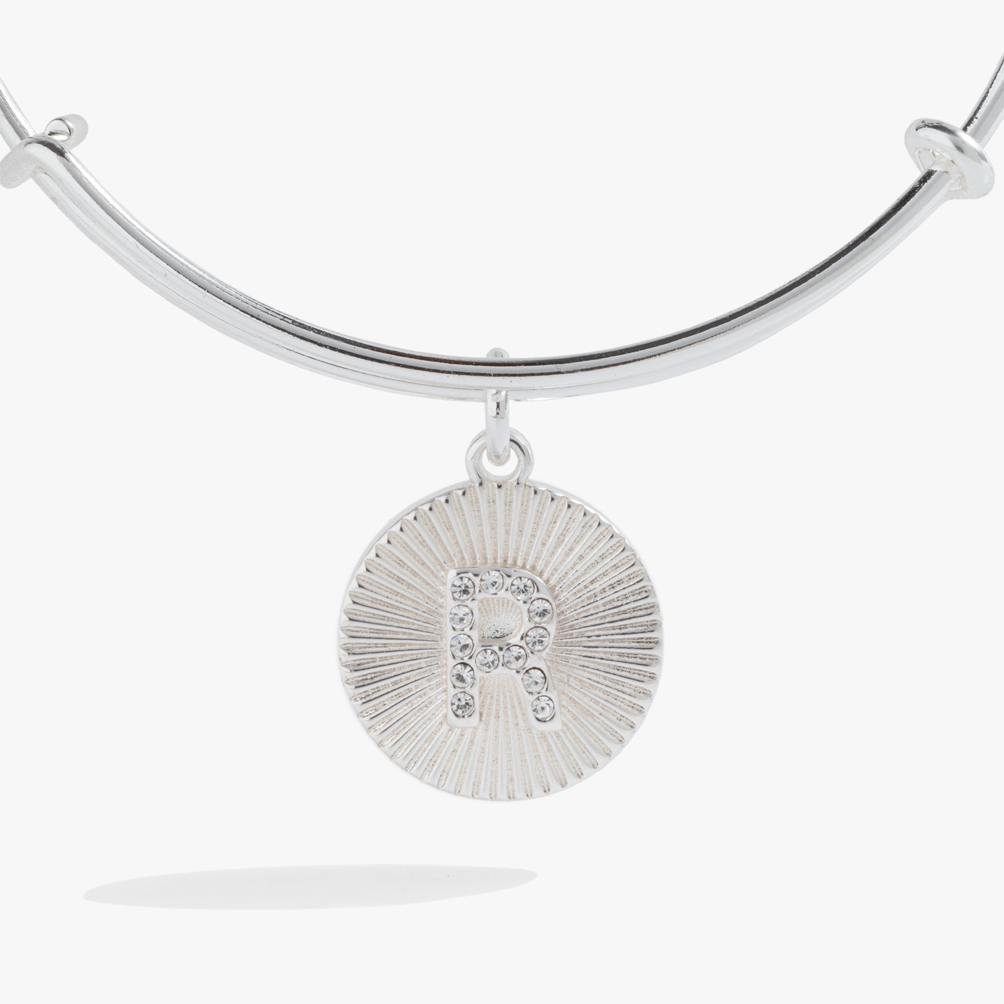 Initial R Pave Starburst Texture Bangle, Bracelets, $ 28.00, A Moment Of Now™