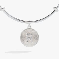 Initial R Pave Starburst Texture Bangle, Bracelets, $ 28.00, A Moment Of Now™