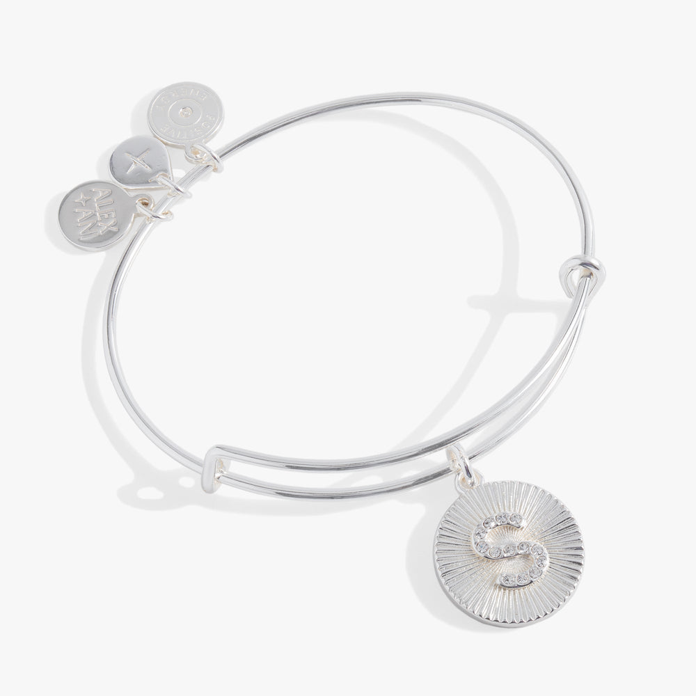 Initial S Pave Starburst Texture Bangle, Bracelets, $ 28.00, A Moment Of Now™