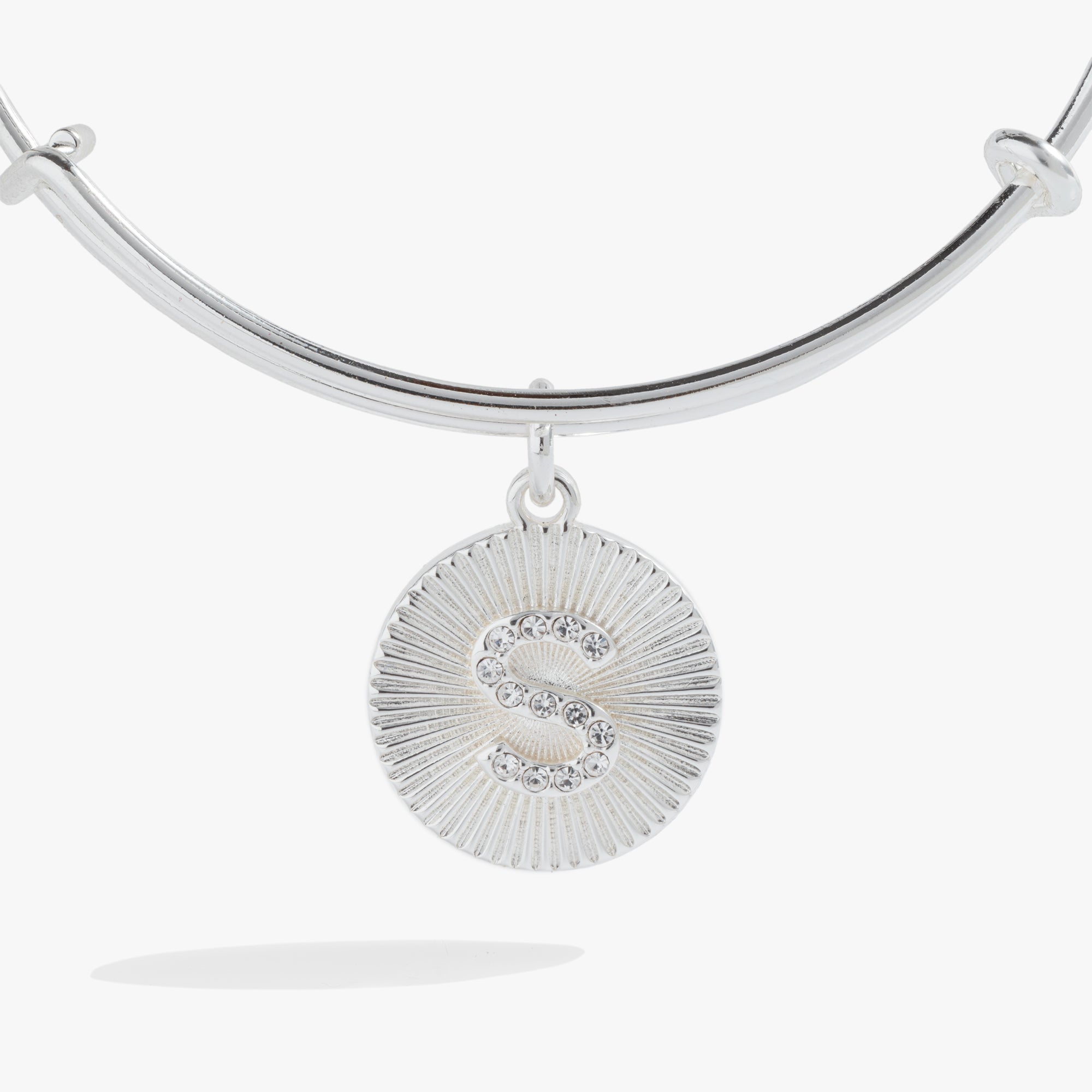 Initial S Pave Starburst Texture Bangle, Bracelets, $ 28.00, A Moment Of Now™