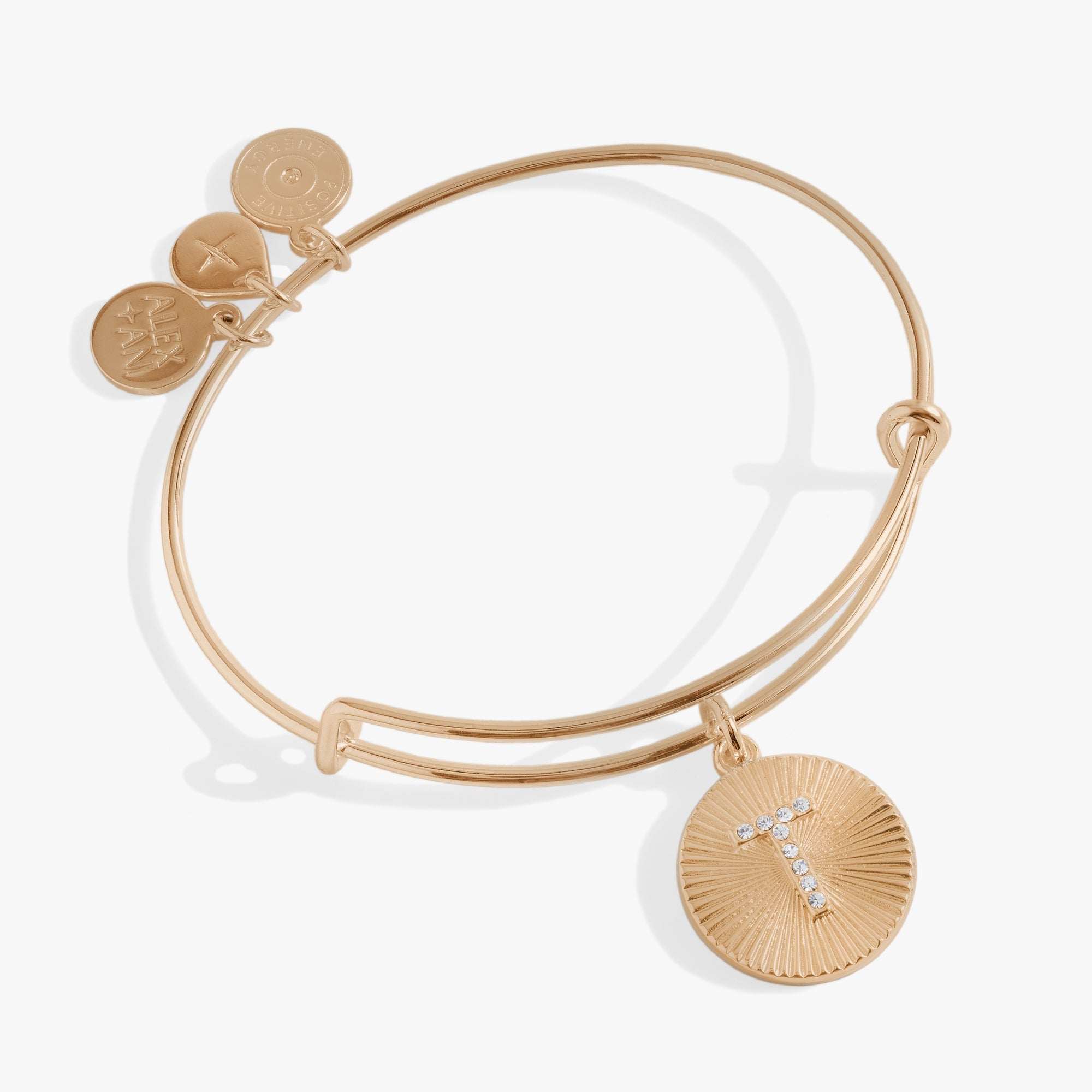 Initial T Pave Starburst Texture Bangle, Bracelets, $ 28.00, A Moment Of Now™
