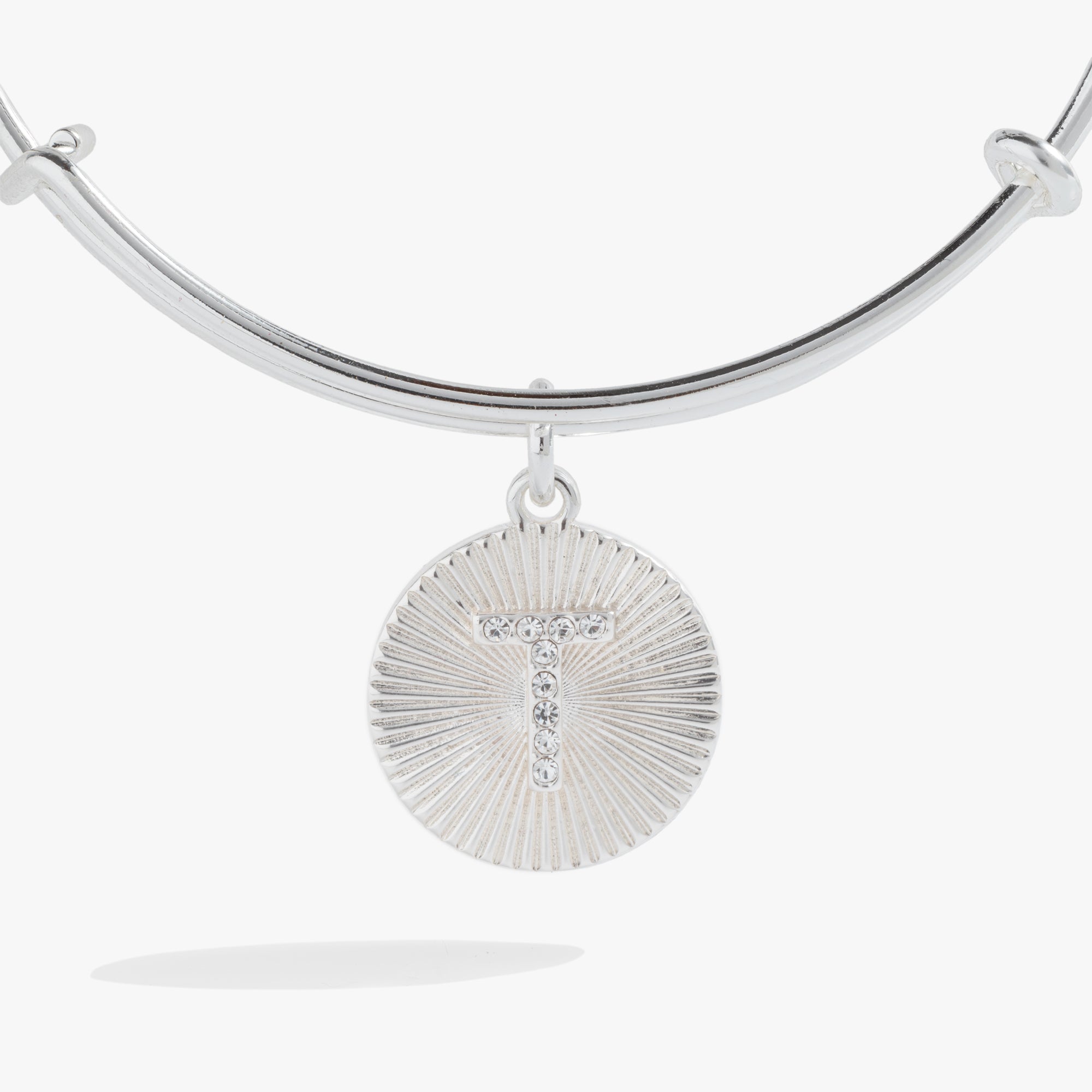 Initial T Pave Starburst Texture Bangle, Bracelets, $ 28.00, A Moment Of Now™