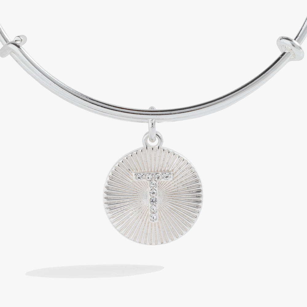 Initial T Pave Starburst Texture Bangle, Bracelets, $ 28.00, A Moment Of Now™