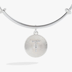 Initial T Pave Starburst Texture Bangle, Bracelets, $ 28.00, A Moment Of Now™