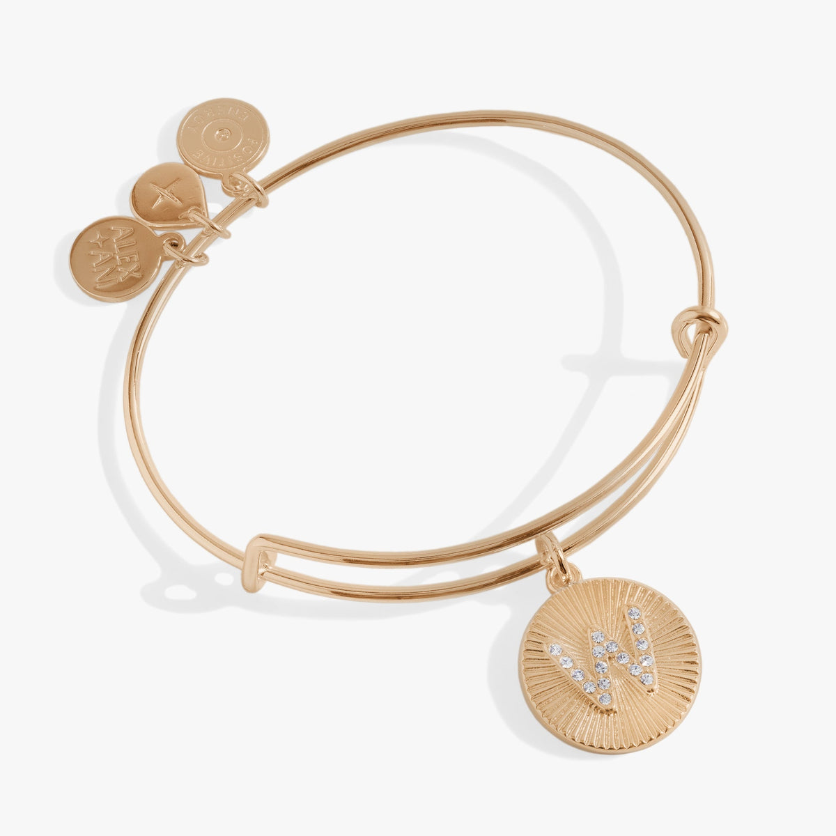 Initial W Pave Starburst Texture Bangle, Bracelets, $ 28.00, A Moment Of Now™
