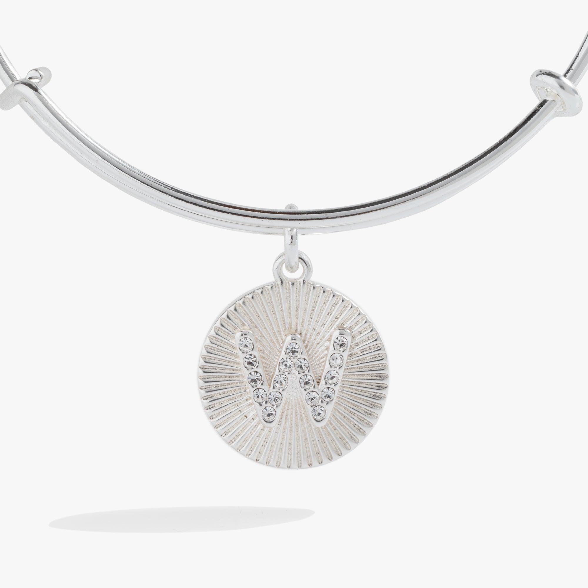Initial W Pave Starburst Texture Bangle, Bracelets, $ 28.00, A Moment Of Now™