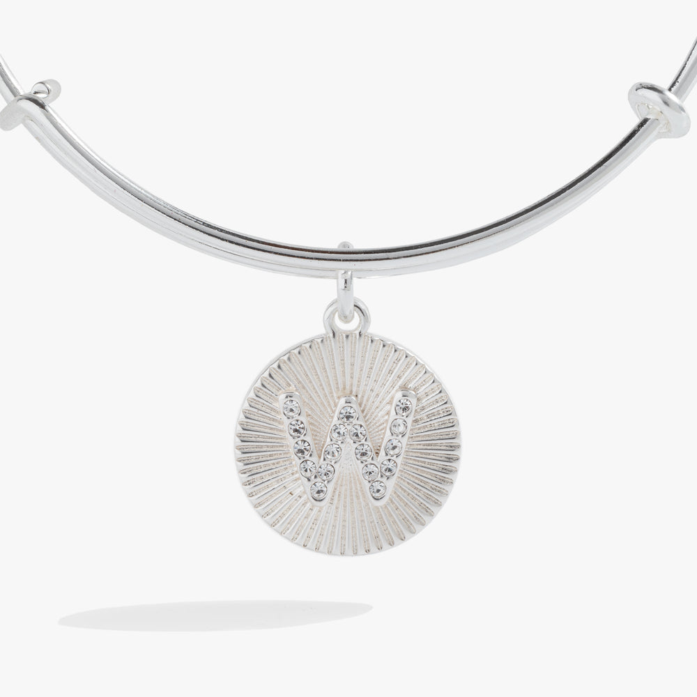 Initial W Pave Starburst Texture Bangle, Bracelets, $ 28.00, A Moment Of Now™
