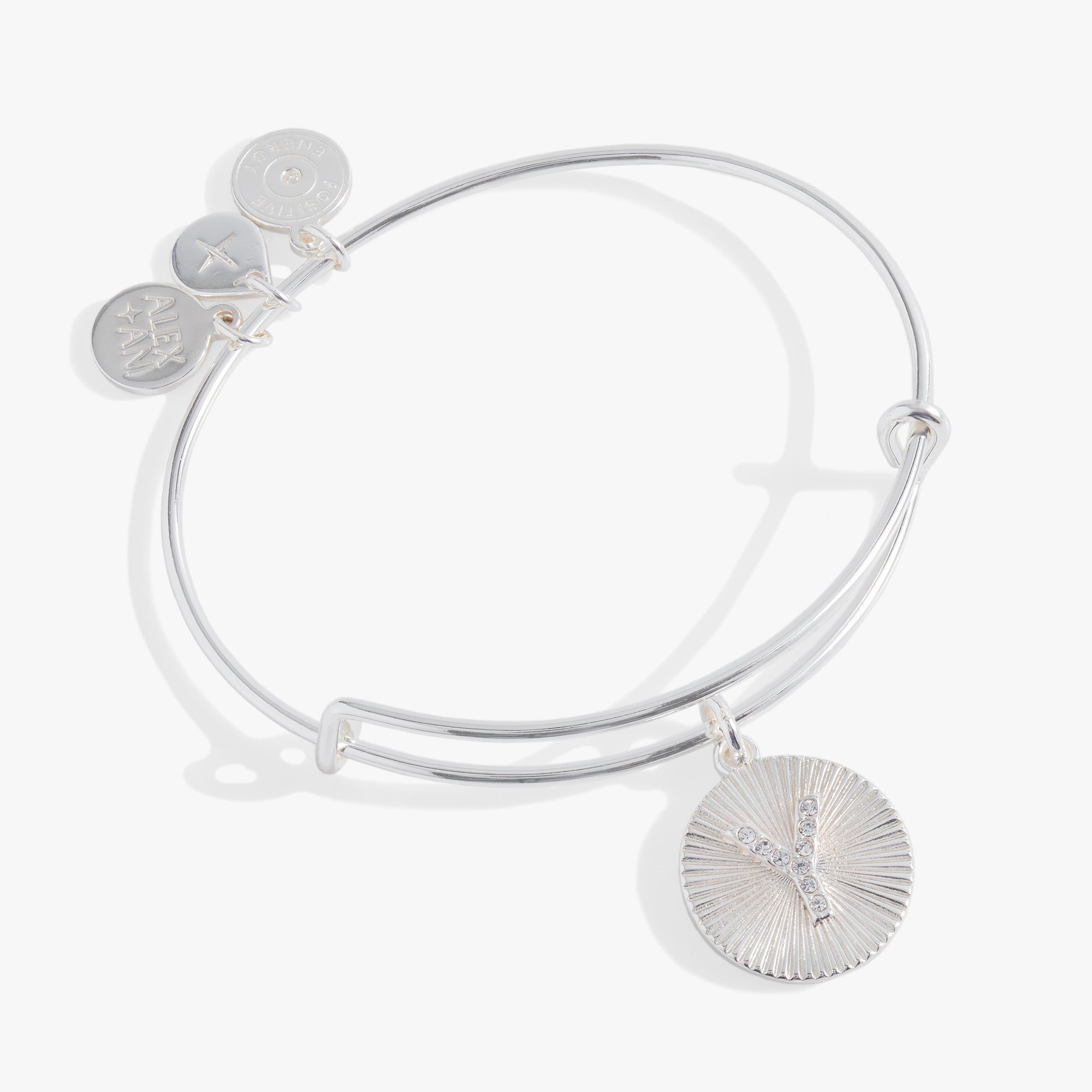 Initial Y Pave Starburst Texture Bangle, Bracelets, $ 28.00, A Moment Of Now™
