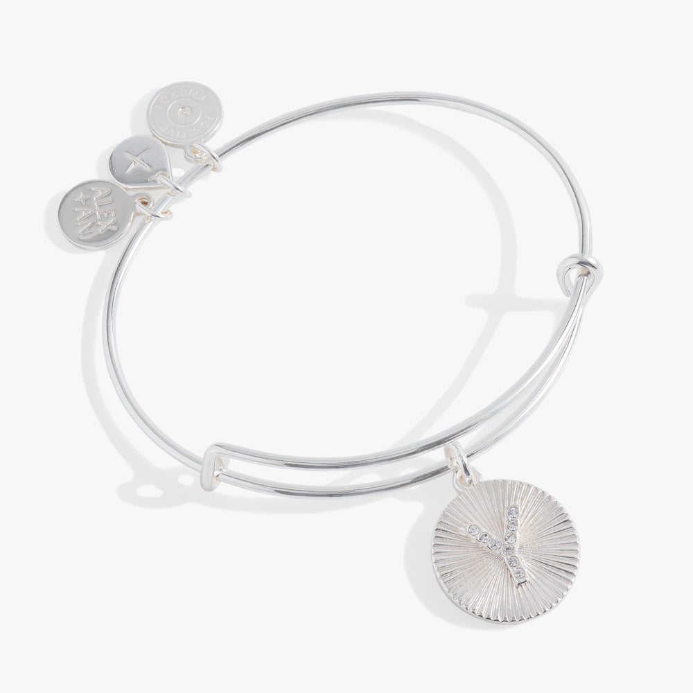 Initial Y Pave Starburst Texture Bangle, Bracelets, $ 28.00, A Moment Of Now™