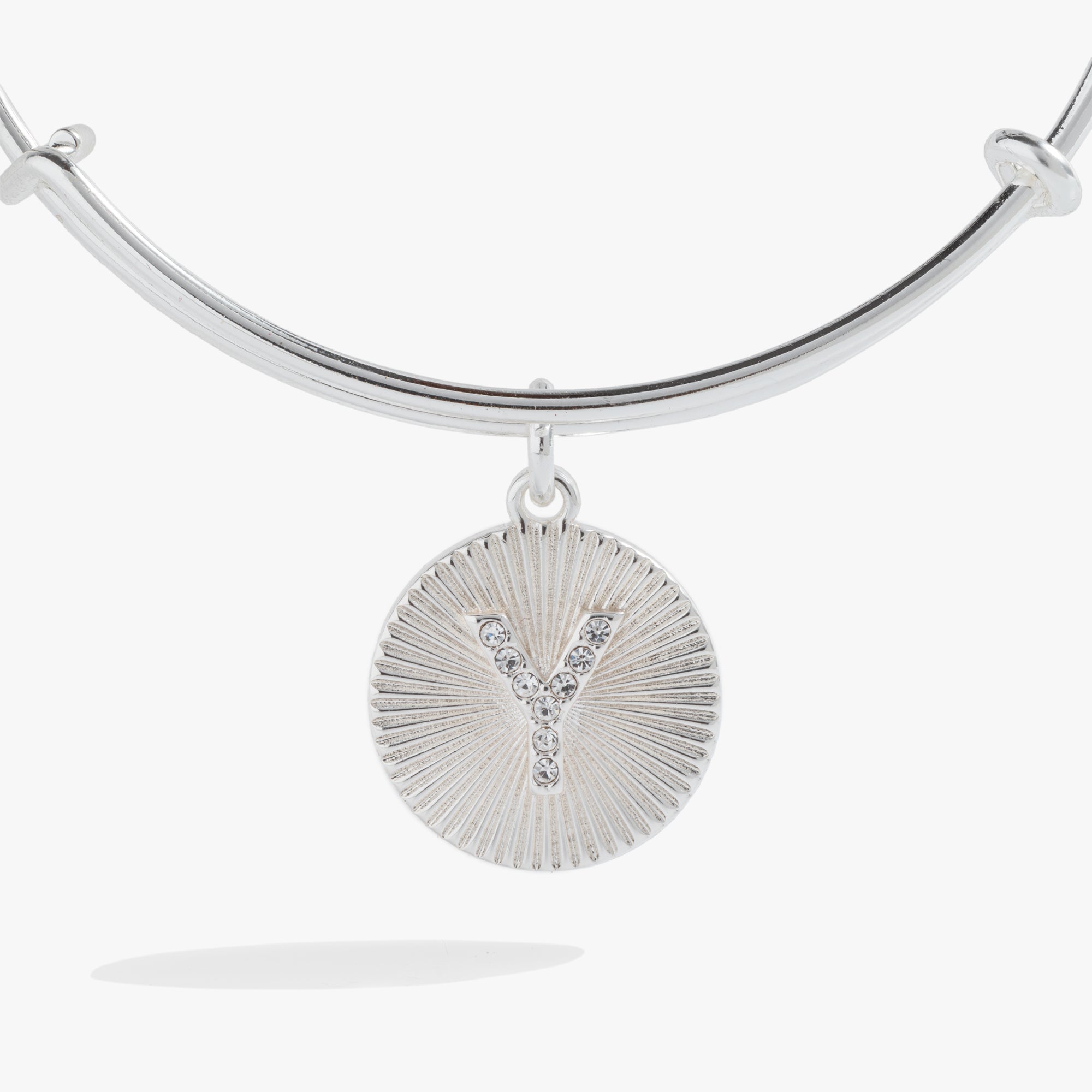 Initial Y Pave Starburst Texture Bangle, Bracelets, $ 28.00, A Moment Of Now™