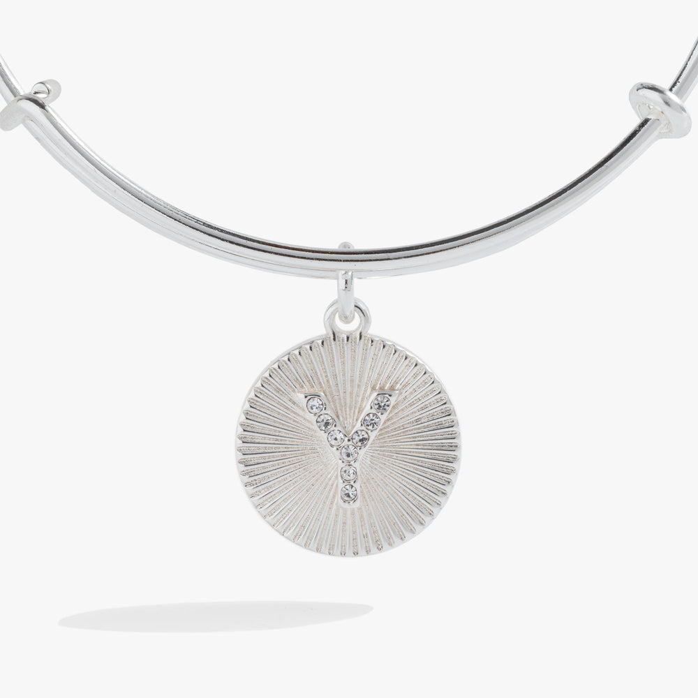 Initial Y Pave Starburst Texture Bangle, Bracelets, $ 28.00, A Moment Of Now™