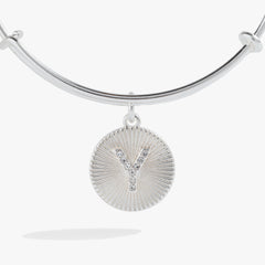 Initial Y Pave Starburst Texture Bangle, Bracelets, $ 28.00, A Moment Of Now™