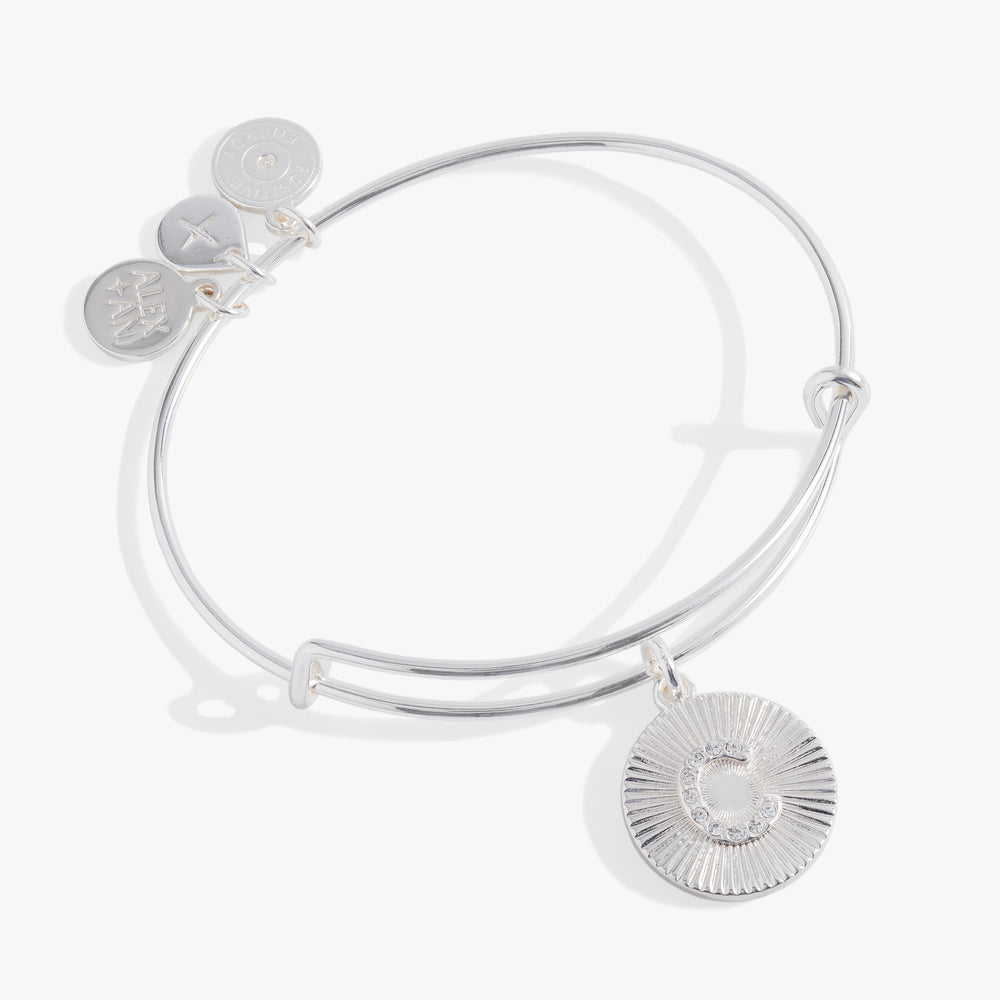 Initial C Pave Starburst Texture Bangle, Bracelets, $ 28.00, A Moment Of Now™
