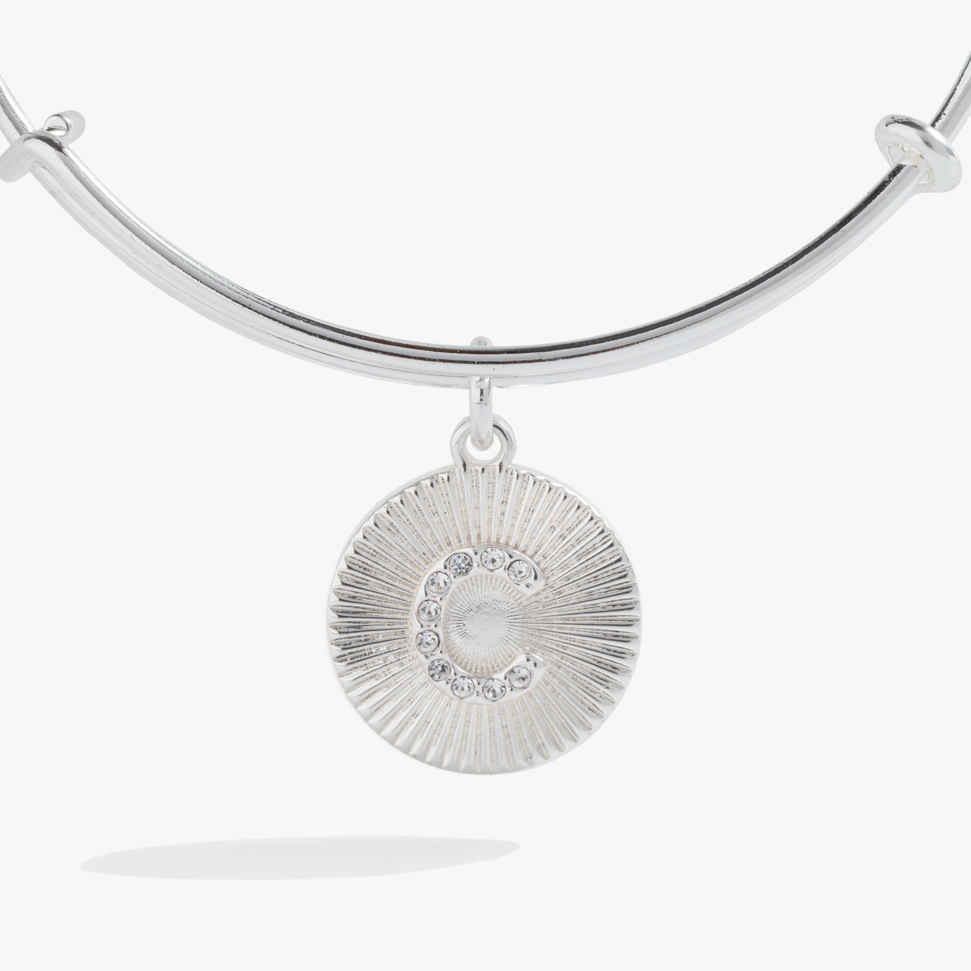 Initial C Pave Starburst Texture Bangle, Bracelets, $ 28.00, A Moment Of Now™