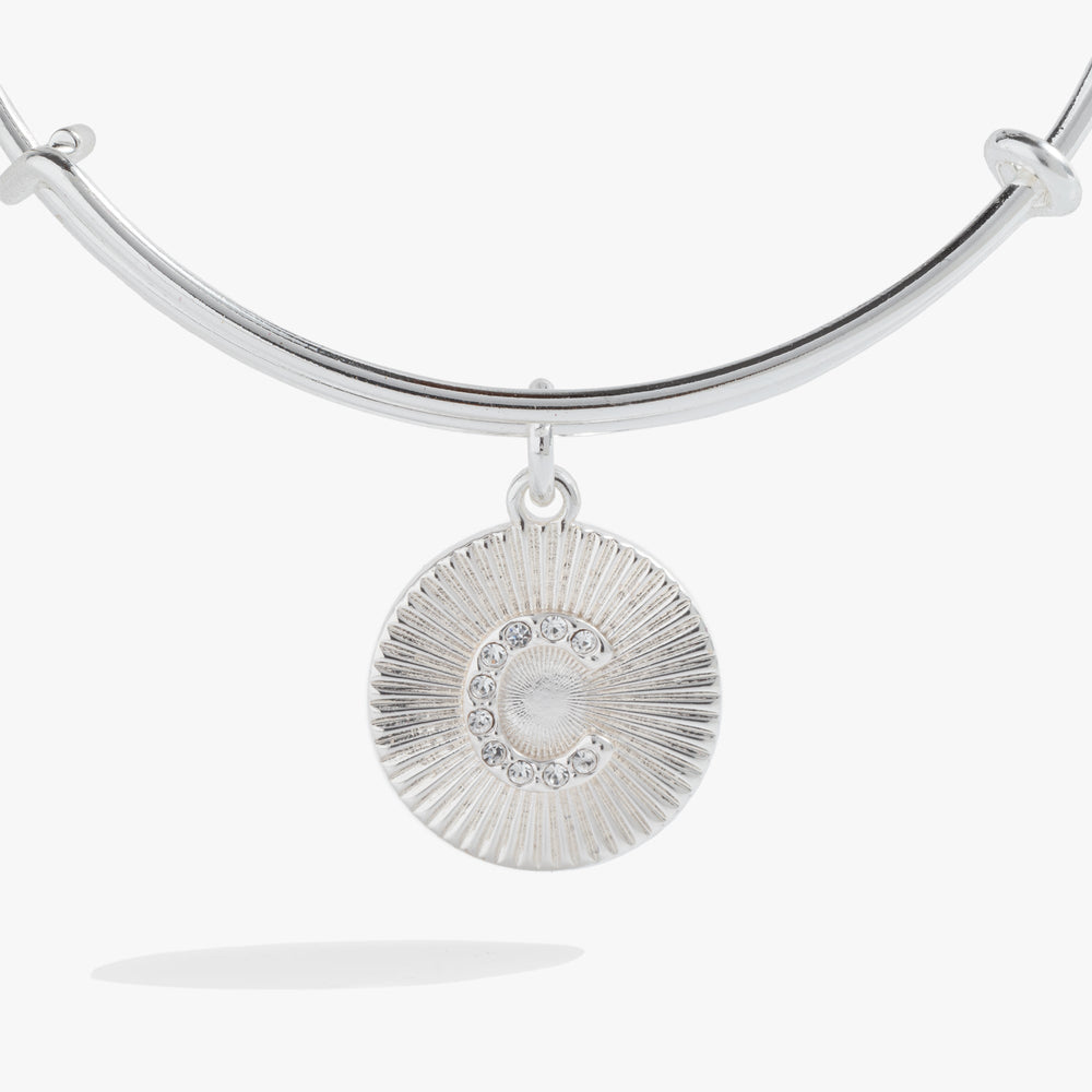 Initial C Pave Starburst Texture Bangle, Bracelets, $ 28.00, A Moment Of Now™