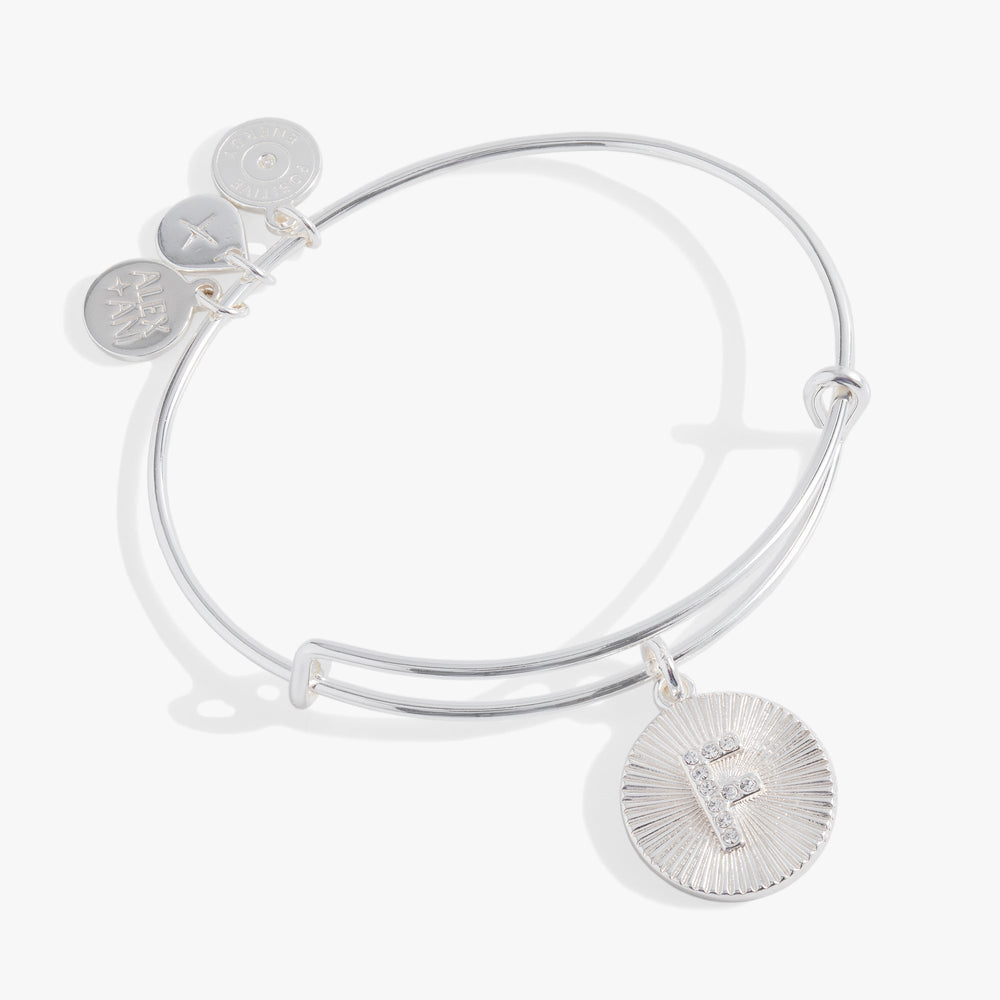 Initial F Pave Starburst Texture Bangle, Bracelets, $ 28.00, A Moment Of Now™