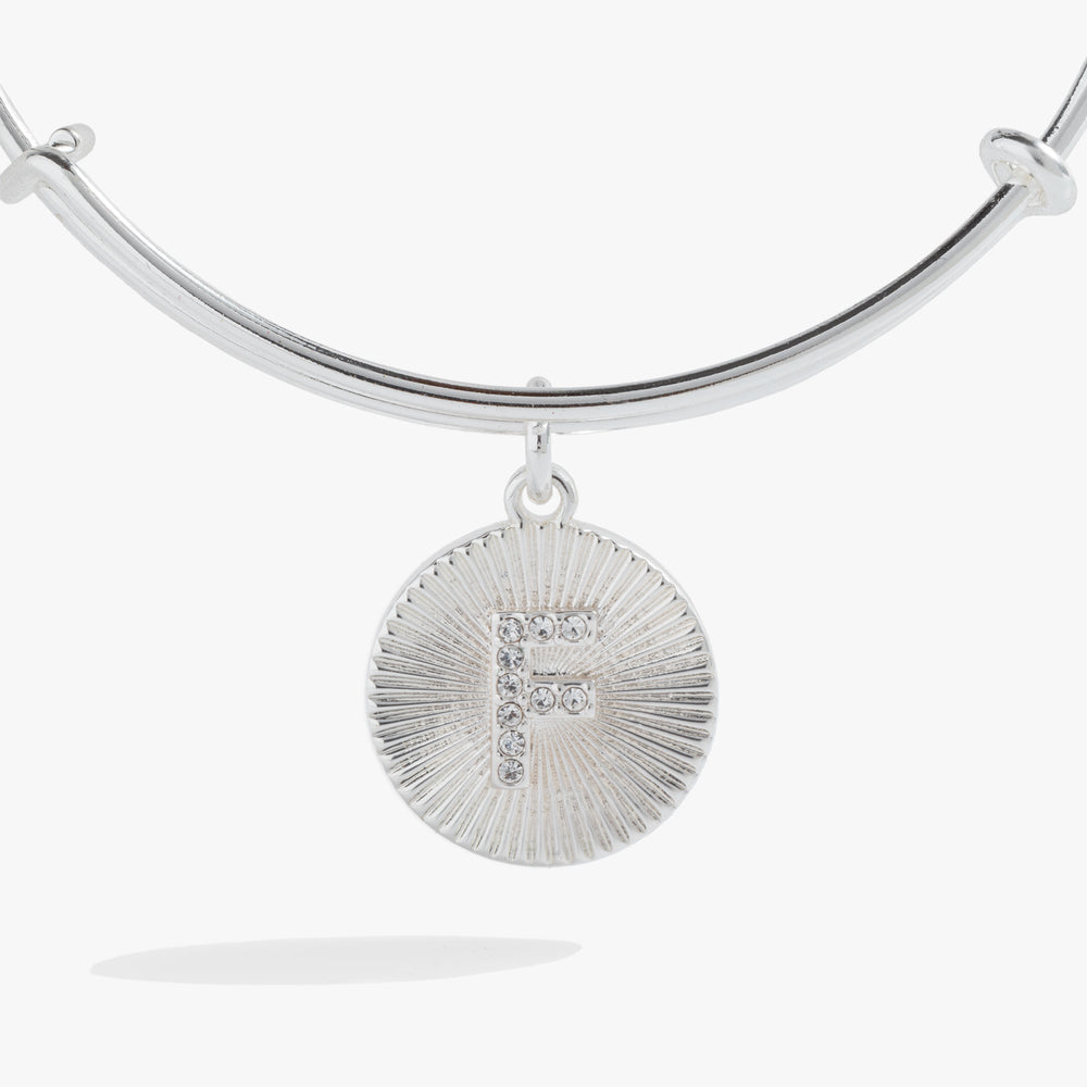 Initial F Pave Starburst Texture Bangle, Bracelets, $ 28.00, A Moment Of Now™