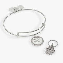 Paw Print Bangle & Pet Collar Charm Set of 2, Bracelets, $ 44.00, A Moment Of Now™