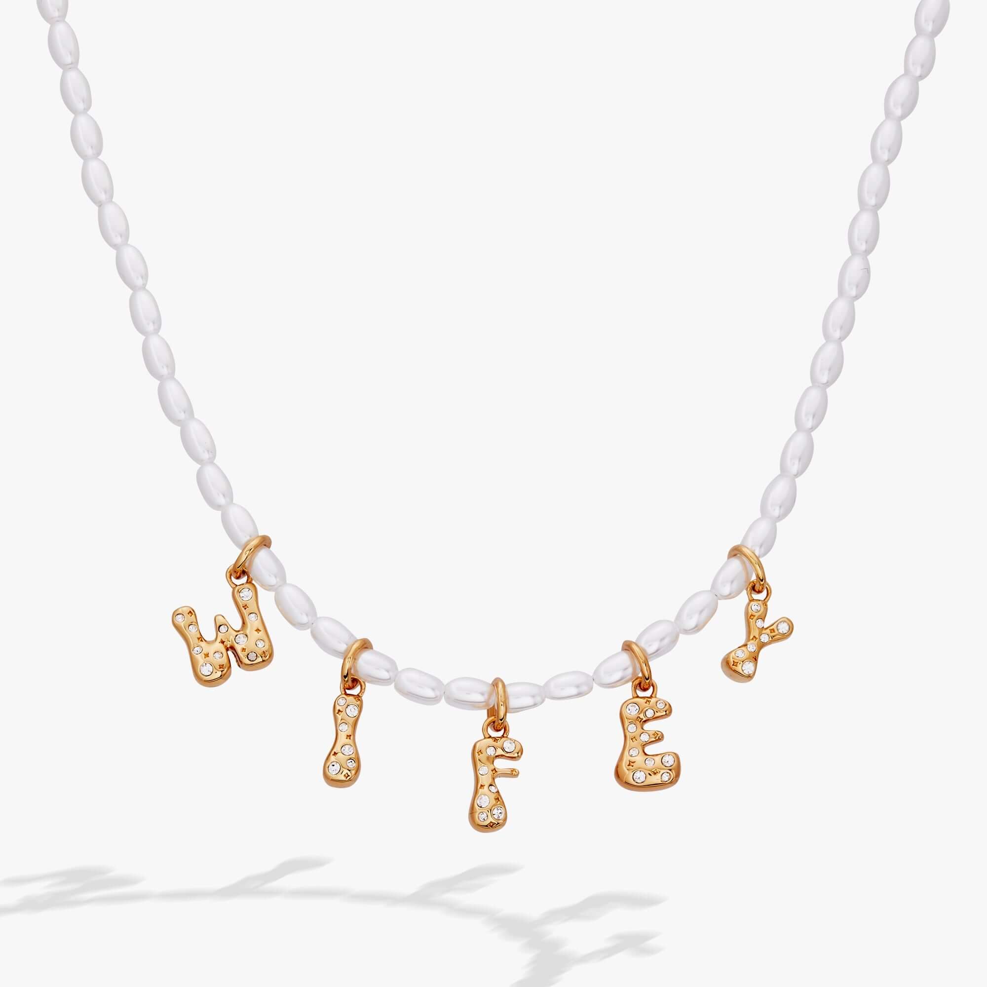 'Wifey' Bubble And Beaded Pearl Necklace