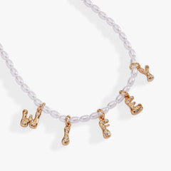 'Wifey' Bubble And Beaded Pearl Necklace