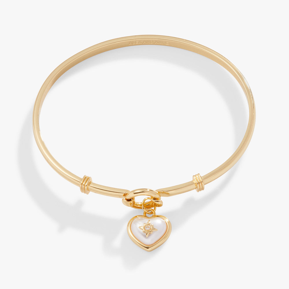 Pearl Heart + Crystal Charm Clip Bangle, Bracelets, $ 34.00, A Moment Of Now™