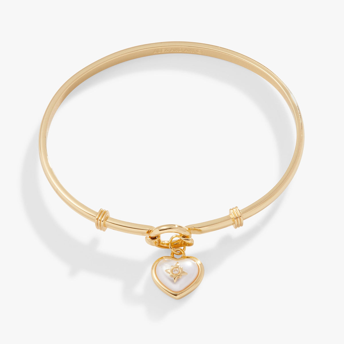 Pearl Heart + Crystal Charm Clip Bangle, Bracelets, $ 34.00, A Moment Of Now™