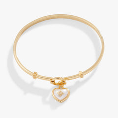 Pearl Heart + Crystal Charm Clip Bangle, Bracelets, $ 34.00, A Moment Of Now™