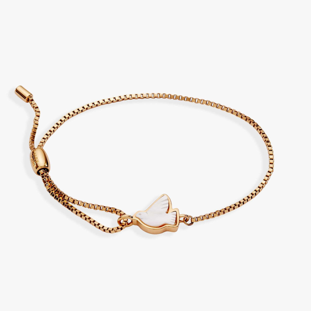 Dove 'Peace' Mother of Pearl Pull Chain Bracelet, Bracelets, $ 38.00, A Moment Of Now™
