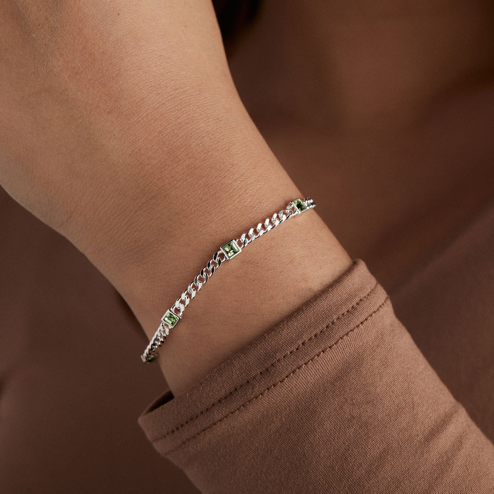 August Birthstone Peridot Curb Chain Bracelet, Bracelets, $ 28.00, A Moment Of Now™