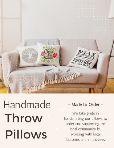 Handmade, throw pillows, accent pillows, artisan-crafted, decorative cushions, unique designs, cozy textiles, personalized accents, home embellishments, bespoke pillow creations.