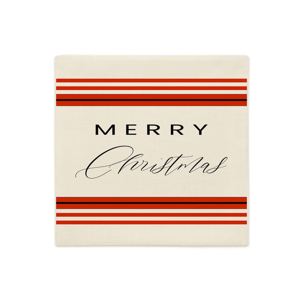 Festive Merry Christmas Holiday Text Graphic with Red Strips Premium Decorative Throw Pillow Accent Cushion, Throw Pillows, $ 45.00, A Moment Of Now™