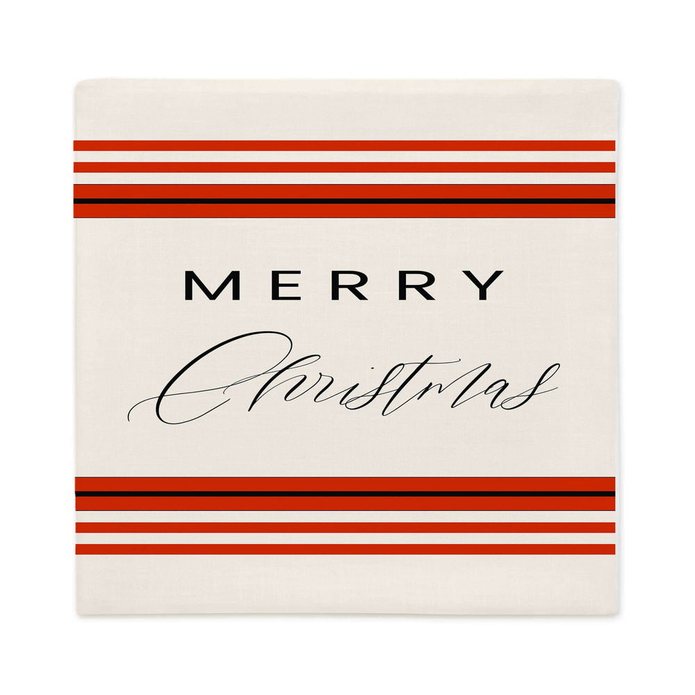 Festive Merry Christmas Holiday Text Graphic with Red Strips Premium Decorative Throw Pillow Accent Cushion, Throw Pillows, $ 55.00, A Moment Of Now™