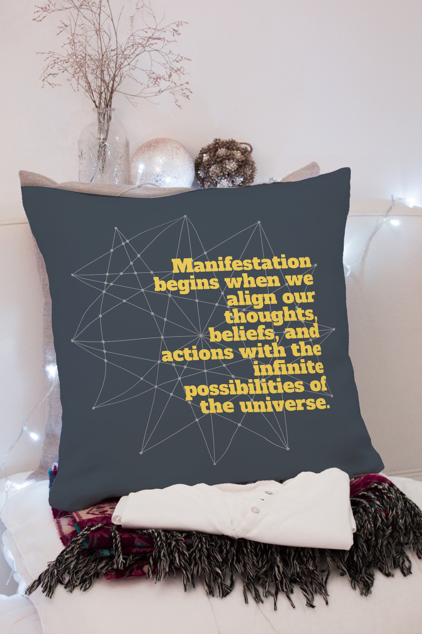 Shop Manifestation Inspiration Quote Throw Pillow Decorative Cushion, Throw Pillows, USA Boutique