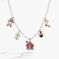 Pink Christmas Beaded Charm Necklace, Necklaces, $ 68.00, A Moment Of Now™