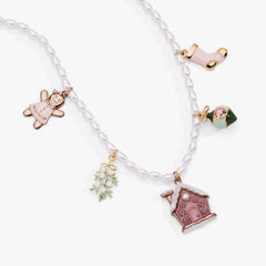 Pink Christmas Beaded Charm Necklace, Necklaces, $ 68.00, A Moment Of Now™
