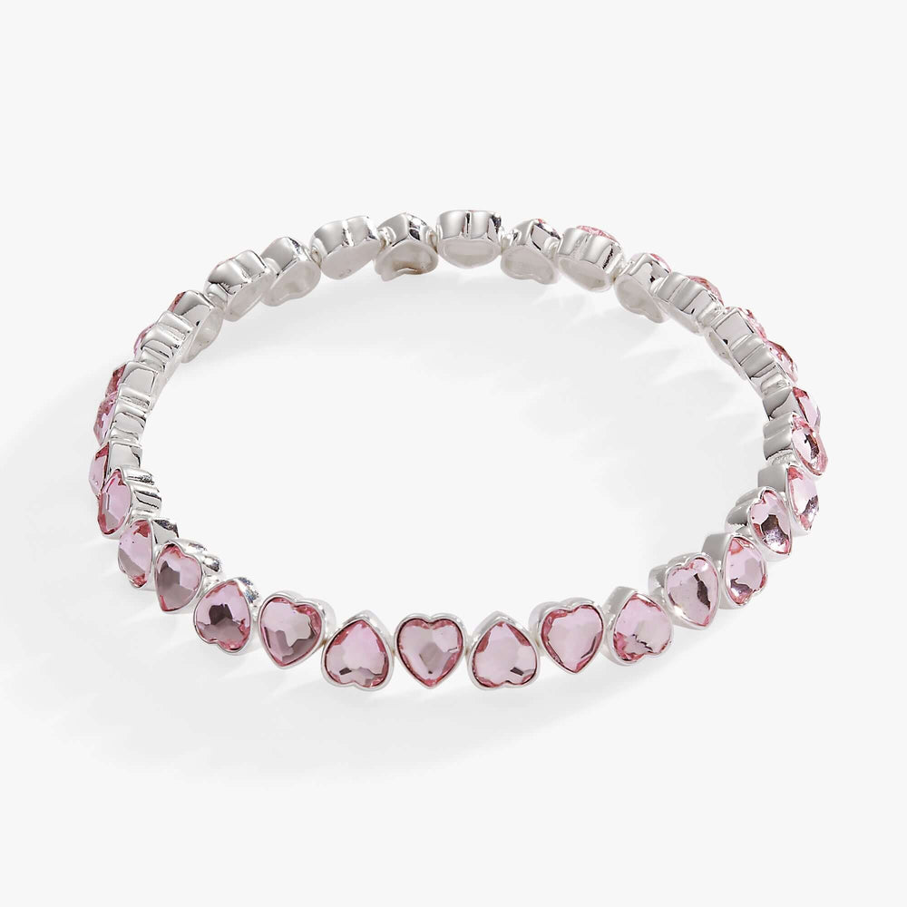 Pink Crystal Heart Stretch Bracelet, Bracelets, $ 19.90, A Moment Of Now™