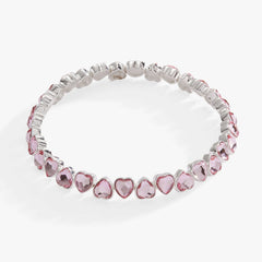 Pink Crystal Heart Stretch Bracelet, Bracelets, $ 19.90, A Moment Of Now™