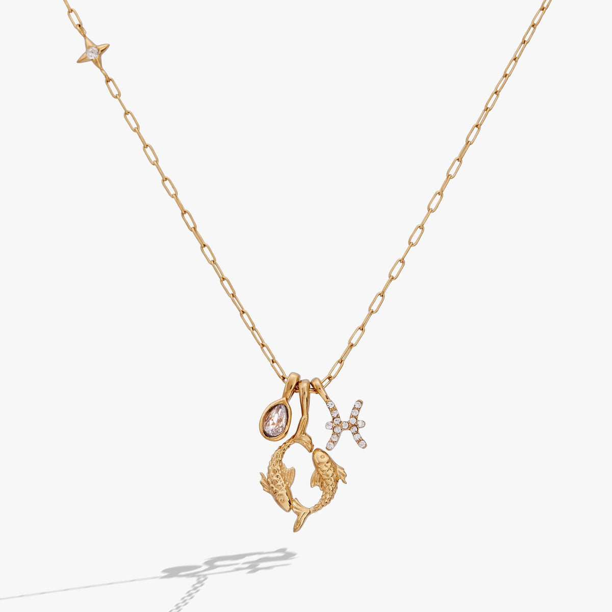 Pisces Zodiac Charm Cluster Necklace