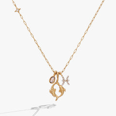 Pisces Zodiac Charm Cluster Necklace